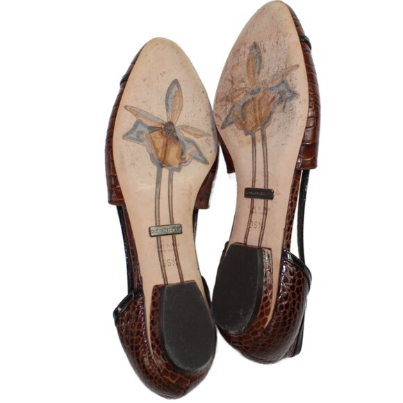 Giorgio Armani Brown Reptile Embossed Slip-On Ballet Flats, Size 36.5  (US 6.5) - Picture 8 of 9